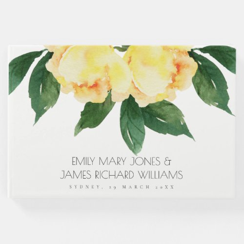 CHEERFUL YELLOW WATERCOLOR FLORAL  PERSONALIZED GUEST BOOK