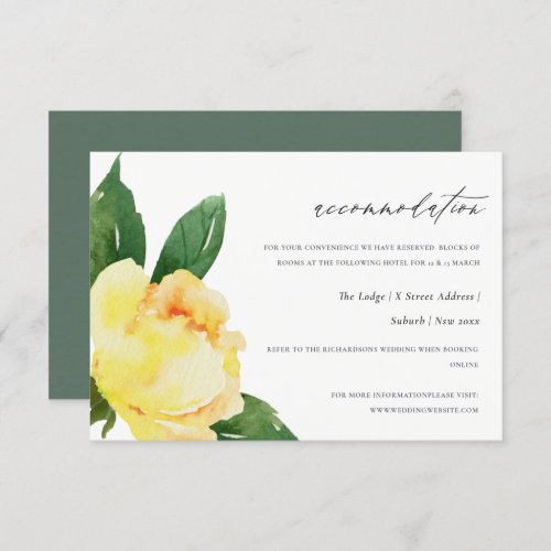 CHEERFUL YELLOW WATERCOLOR FORAL ACCOMMODATION INVITATION