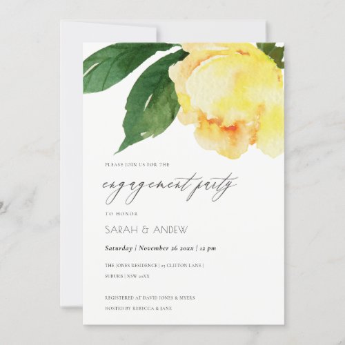 CHEERFUL YELLOW WATERCOLOUR FLORAL ENGAGEMENT INVITATION