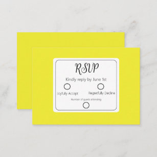 Cheerful Yellow  Wedding  RSVP  Note Card