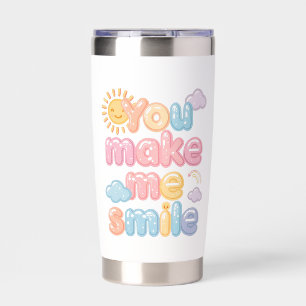 Cheerful "You Make Me Smile" Bubble Font Insulated Tumbler
