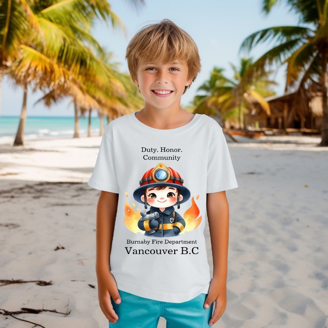 Cheerful young firefighter ready to fight T-Shirt (Creator Uploaded)