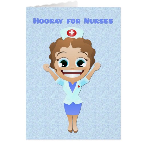 Cheering Female Cartoon Nurse, Nurses Day Greeting Card | Zazzle