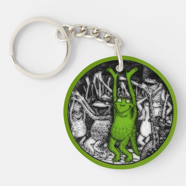 Cheering Frogs Keychain (Front)