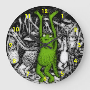 Cheering Frogs Large Clock
