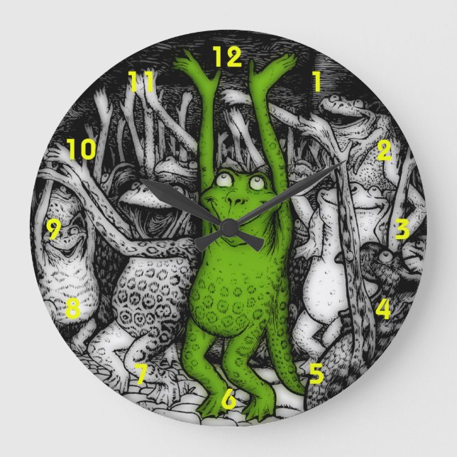 Cheering Frogs Large Clock (Front)