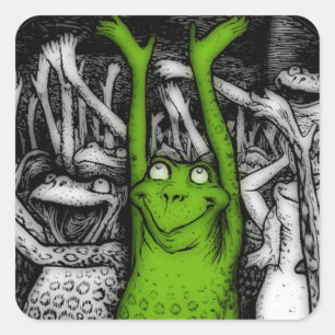 Cheering Frogs Square Sticker