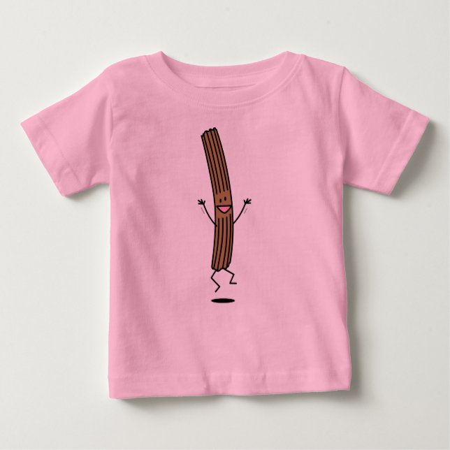 Cheering Jumping Churro Baby T-Shirt (Front)