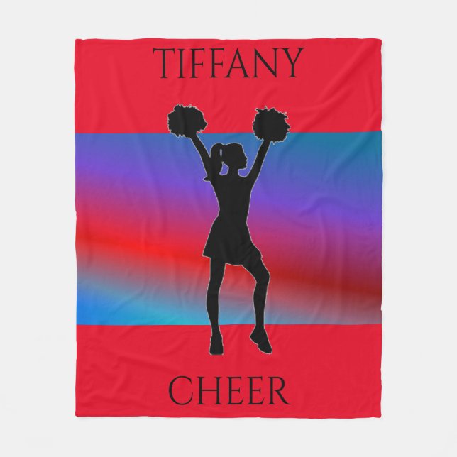 Cheering personalized fleece blanket. (Front)