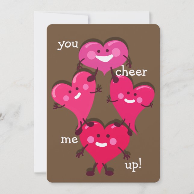 Cheering Pink Hearts | Valentine's Day Holiday Card (Front)