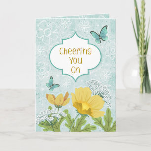 Cheering You On Blue Floral Garden Encouragement Card