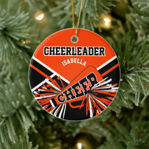Cheerleader 2 📣 💖 - Orange, Black and White Ceramic Ornament