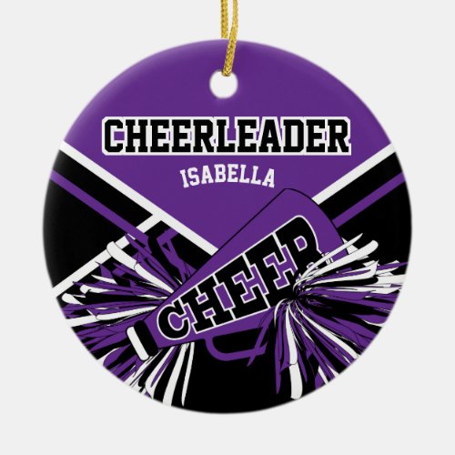 Cheerleader 2  _ Purple Black and White Ceramic Ornament