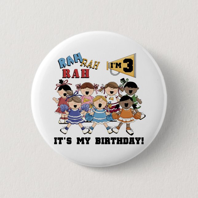 Cheerleader 3rd Birthday T-shirts and Gifts Button (Front)