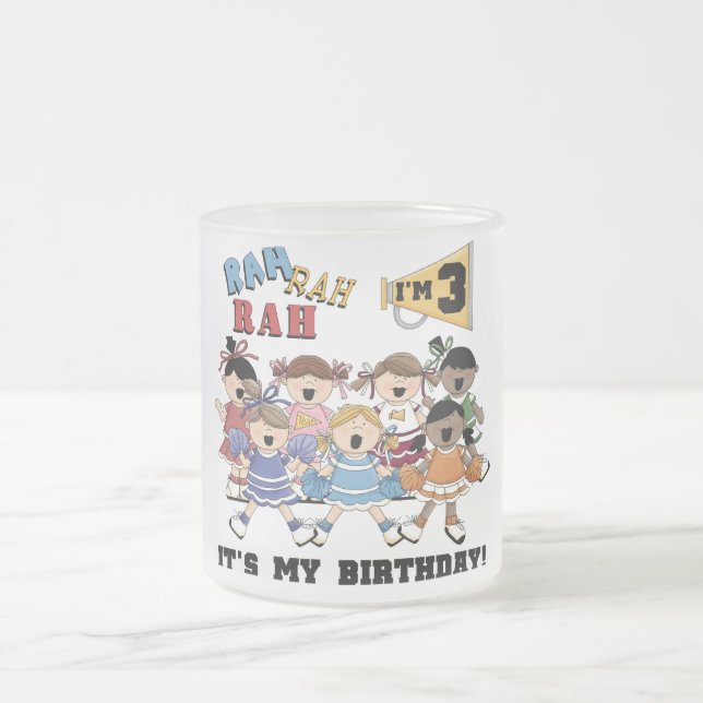Cheerleader 3rd Birthday T-shirts and Gifts Frosted Glass Coffee Mug (Center)