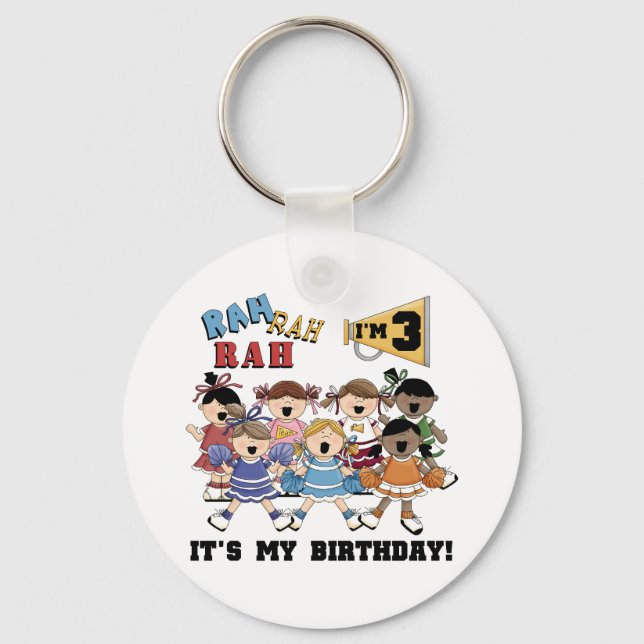 Cheerleader 3rd Birthday T-shirts and Gifts Keychain (Front)