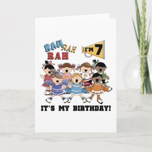 Cheerleader 7th Birthday Tshirts and Gifts Card