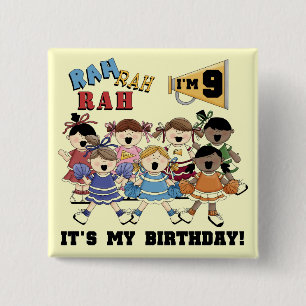 Cheerleader 9th Birthday Tshirts and Gifts Button