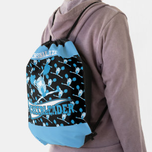  📣 Cheerleader    Baby Blue and Black  Drawstring Bag