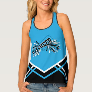 Cheerleader - Baby Blue, Black & White Tank Top