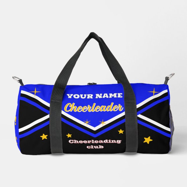 cheerleader bag, personalize blue, white & black  duffle bag (Front)
