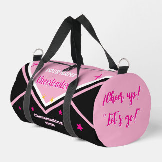 cheerleader bag, personalize pink, white & black duffle bag
