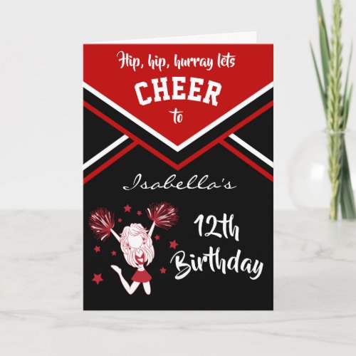 Cheerleader Birthday _ DIY Name and Age _ Dark Red Card