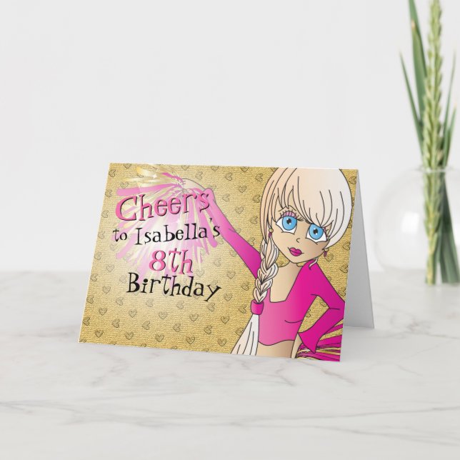 Cheerleader Birthday Girl - Pink Card (Front)