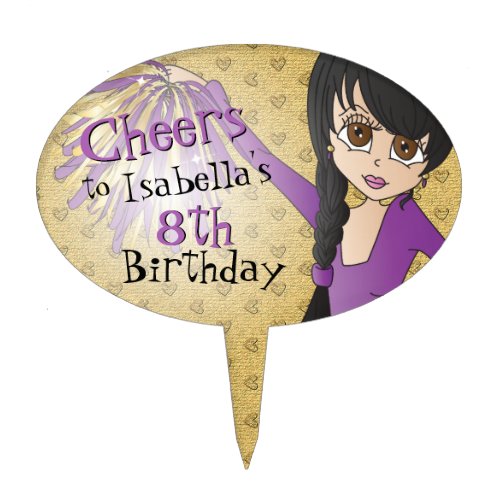 Cheerleader Birthday Girl _ Purple Cake Topper