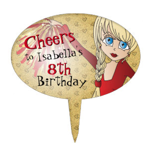 Cheerleader Birthday Girl - Red Cake Topper