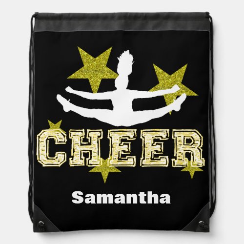 Cheerleader black and gold cinch sack backpack