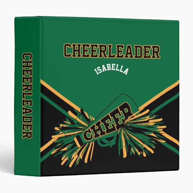Cheerleader  Black, Gold & Dark Green 1.5" Binder (Front/Spine)