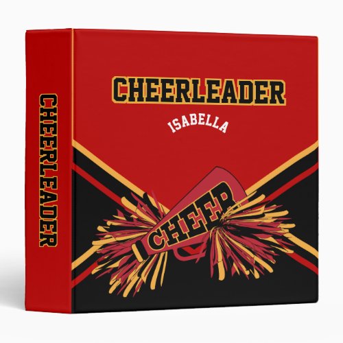 Cheerleader Black Gold  Dark Red 15 Binder