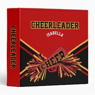 Cheerleader Black, Gold & Dark Red 1.5" Binder