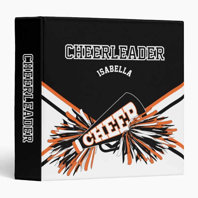 Cheerleader - Black, Orange and White 3 Ring Binder (Front/Spine)