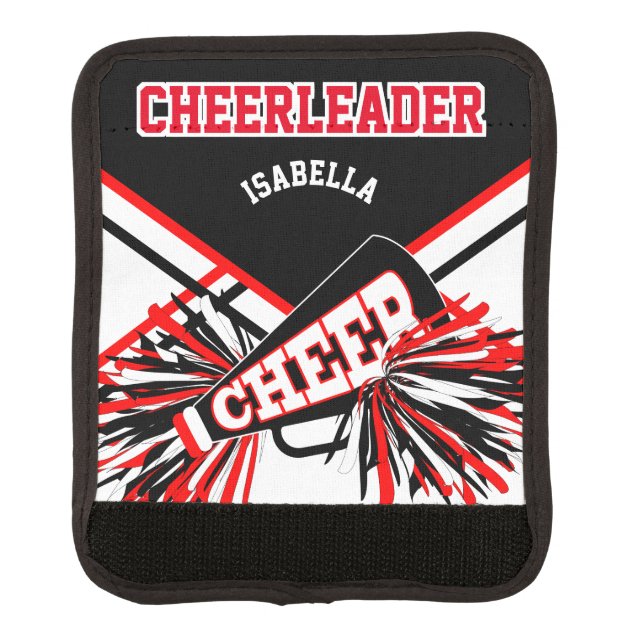 Cheerleader - Black, White & Red Luggage Handle Wrap (Front)