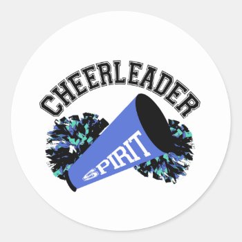 Cheerleader Blue Classic Round Sticker by tshirtmeshirt at Zazzle