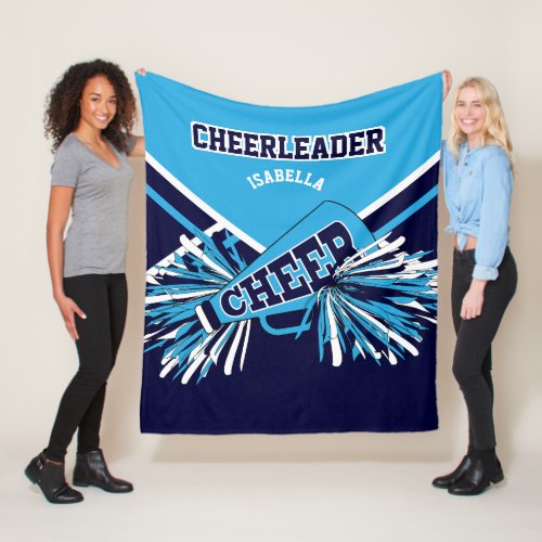  Cheerleader  Blue Navy Blue  White Fleece Blanket