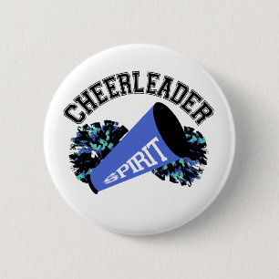 Cheerleader Blue Pinback Button
