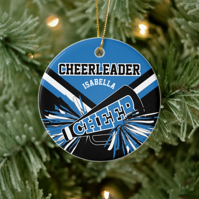 Cheerleader 📣💖 - Blue, White and Black Ceramic Ornament (Tree)