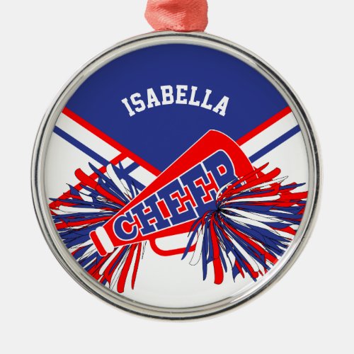 Cheerleader  _ Blue White and Red Metal Ornament