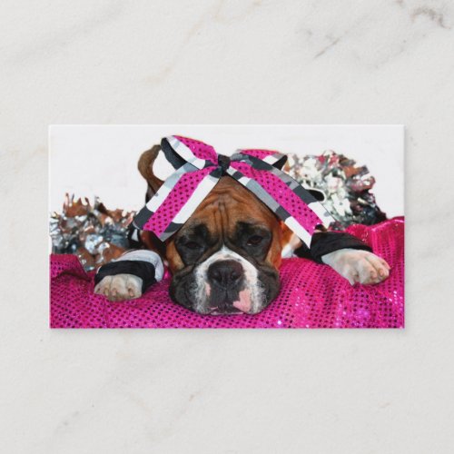 Cheerleader boxer dog business cards