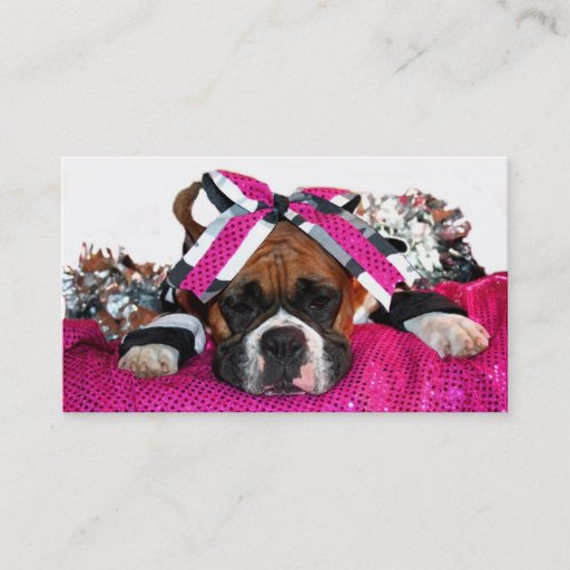 Customizable Cheerleader boxer dog business cards