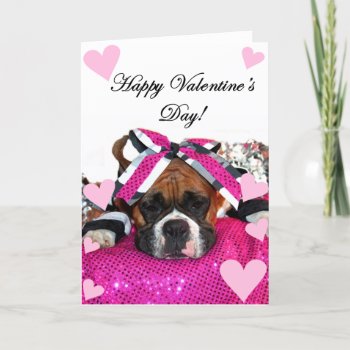 Cheerleader Boxer Happy Valentine's Day Card by ritmoboxer at Zazzle