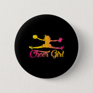 Cheerleader Cheer Girls Women Cheering Colorful Ch Button