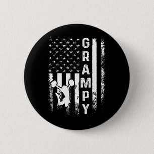 Cheerleader Cheer Grampy America Flag Vintage Xmas Button