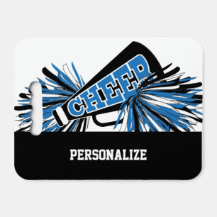 Cheerleader Cheer in Blue, White and Black Seat Cushion