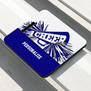 Cheerleader Cheer in Blue, White and Gray Seat Cushion