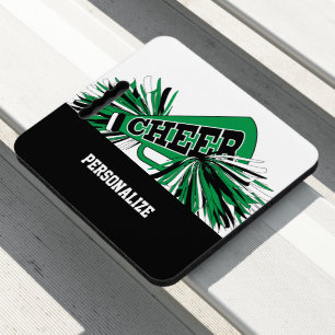 Cheerleader Cheer in Green, White and Black Seat Cushion