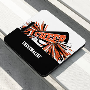 Cheerleader Cheer in Orange, White and Black Seat Cushion